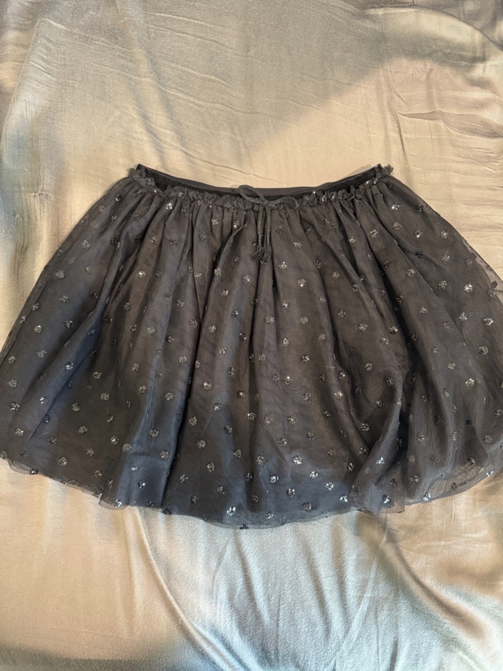 H&M Black Circle Skater Skirt with Sparkle Dots / AA54